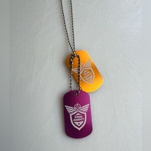 Pink & orange dog tag necklace